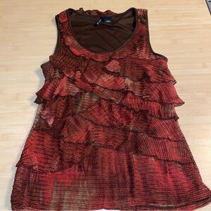 Y2K New Directions Ruffle Layered Blouse Fairy Tie Dye Tank Top Women’s Large